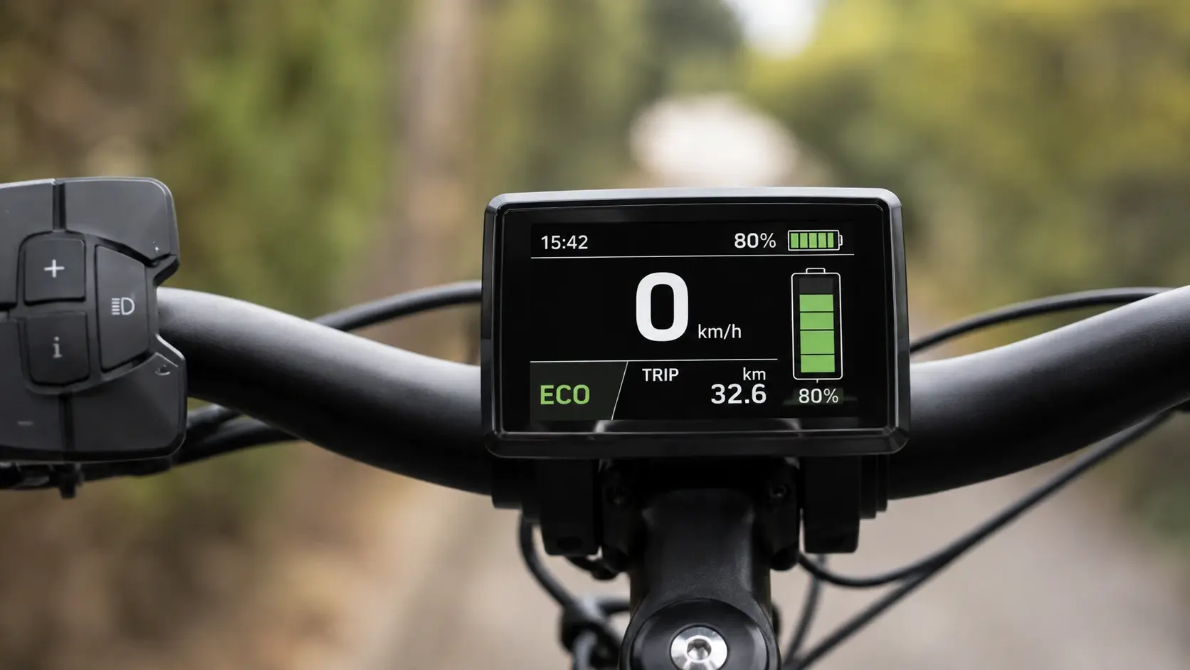 Indicador de batería de una e-bike mostrado en un display central